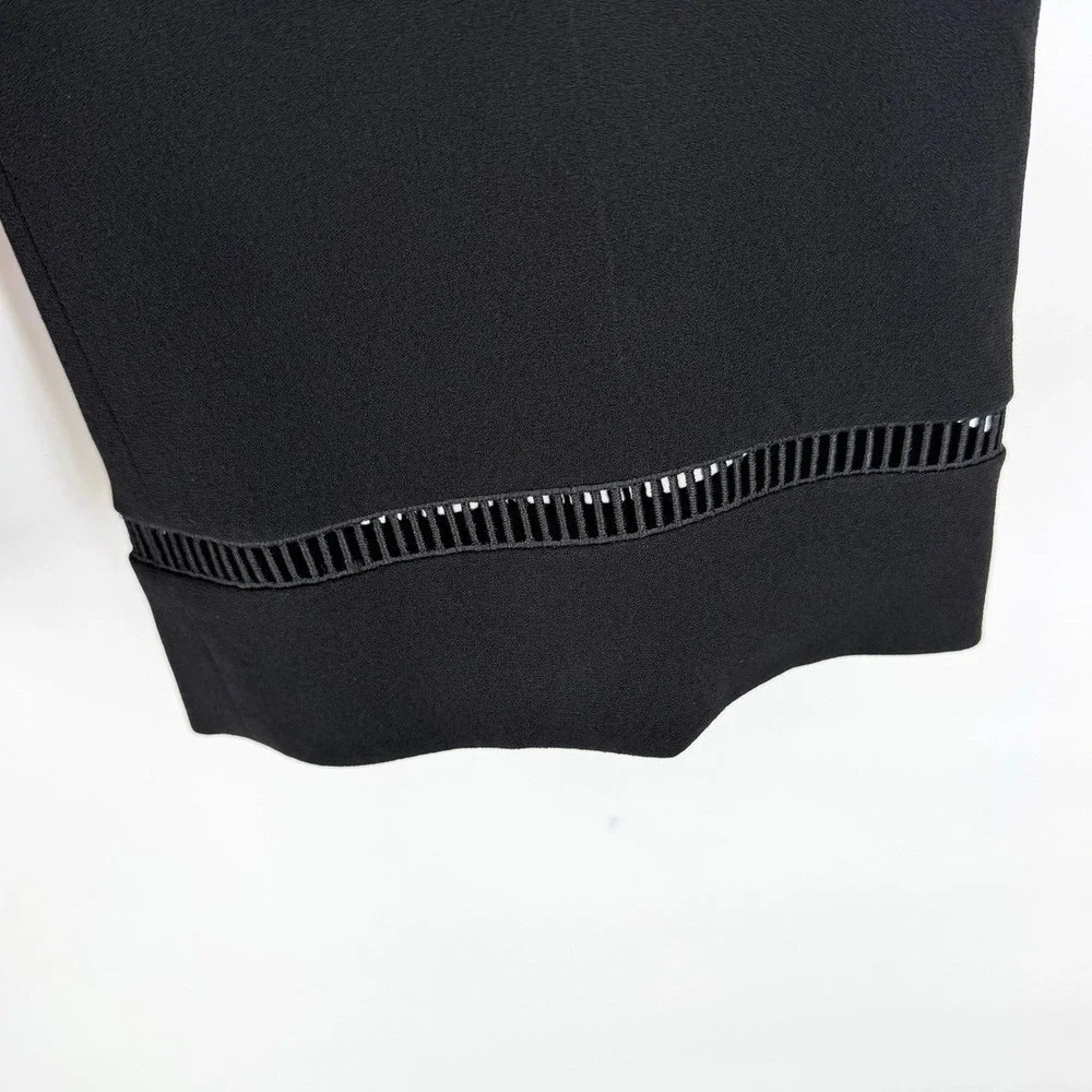 Elie Tahari Womens‎ 10 Wide Leg Dress Pants Cropped Detailed Trim Trousers Black